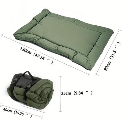 TEMU Geometric Gray Dog Bed - Polyester Pet Mat For Camping, & Crates - Rectangle Shape, Ideal For Small To Large Dogs, Portable Pet Resting | Surface | Material, Outdoor Dog Bed Image