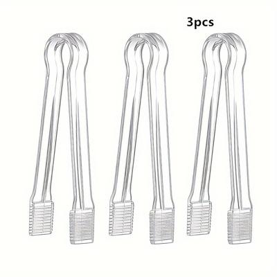 TEMU 3/5pcs Plastic Serving Tongs, 6.3 Inch Mini Clear Plastic Tongs For Appetizers, Serving Food, Ice Cube, Bbq, Candy Image