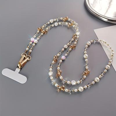 TEMU Crystal Rhinestone Crossbody Phone Lanyard, Universal Anti-lost Mobile Strap With Secure Clasp For Women Image