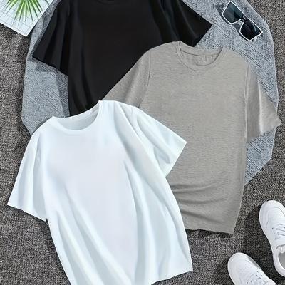TEMU Casual Spring/summer Women's T-shirt Dopamine Style, Commuting Work Party 3pcs Image