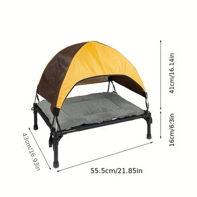 TEMU 1-set Portable Folding Pet Bed For Small To Medium Dogs - Durable , Yellow & Brown, Moisture-proof, Detachable & Easy Assembly, Ideal For Camping & , Portable Bed Image