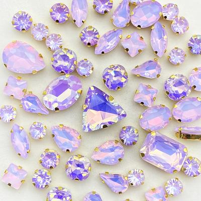 TEMU 1 Pack Of 40 Purple Golden Bottom Rhinestones For Hand Sewing, , Shoes, Hats And Bags Decoration Image