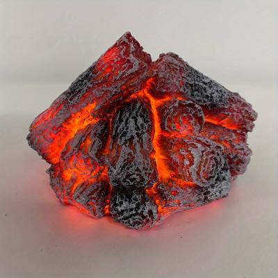TEMU 1pc Ganxin Battery-powered Led Resin Flame Sculpture Lamp - Realistic Dancing Fire Effect, 3 Aaa Batteries Required (not Included), Indoor/outdoor Safe Decor For Christmas, Home, Office & Parties Image