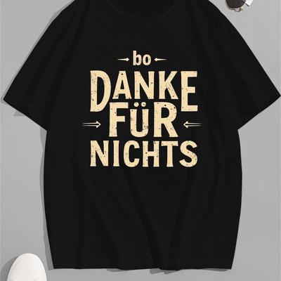 "TEMU Men's Casual Crew Neck Short Sleeve T-shirt With "thank You For Nothing" Graphic Print, Lightweight Summer Tee For Adults, Casual Attire, Plus Size" Image