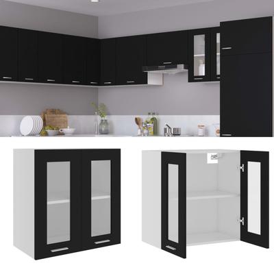 TEMU Hanging Glass Cabinet Black 60x31x60 Bathroom Kitchen Furniture Image