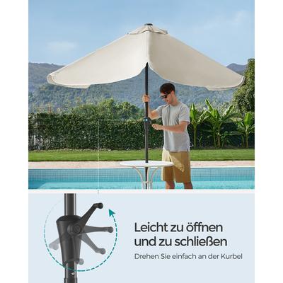 TEMU Songmics Modern Rectangular Balcony Parasol, 200x150 Cm, Uv-resistant Iron Shaft, Upf 50+ Sun Protection, Foldable 30° On , For Garden & Terrace, No Stand Required, Round Shape, Multipurpose Use Image