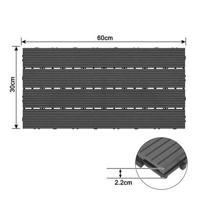 TEMU 6pcs, Rectangular Wood Look Decking, 30 X 60 Cm, Wpc Tiles, Plug-in System With Drainage, Plastic Decking For Gardens And , Dark Grey/brown, Each Set Covers 1 M² Image