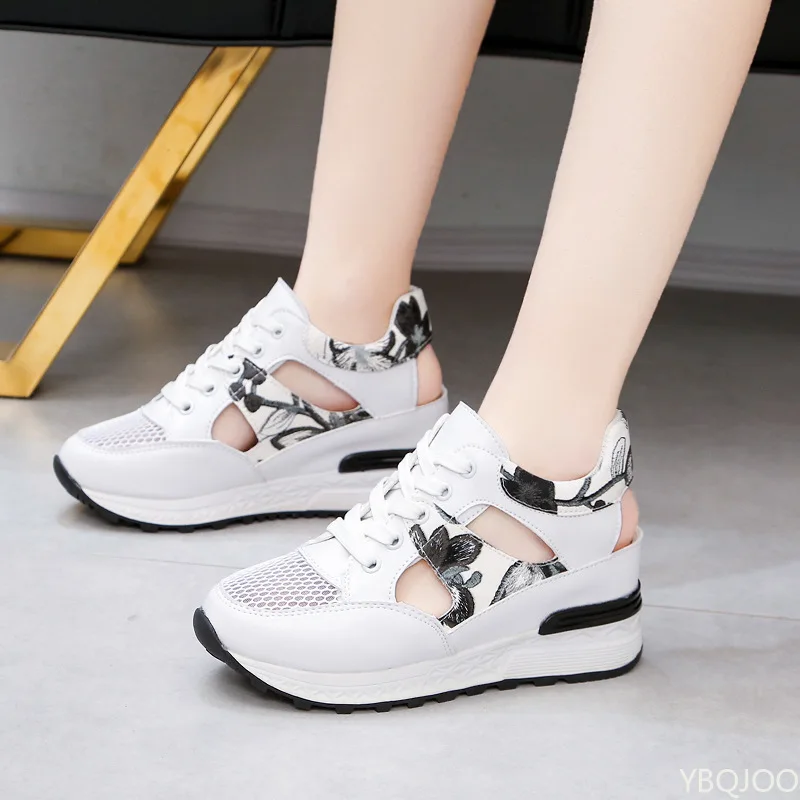 Mujer Neue Sommer Atmungsaktive Sandalen Mode dicken sohlen frauen schuhe Casual non slip sport sandalen Damen schnüren hohl Schuhe