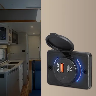 Schnellladung USB-Ladegerät 12–24 V QC3.0 + PD Auto-USB-Port-Ladegerät USB-Ladegerät mit Schiebekappe Autoladegerät Leichtes Autoladegerät