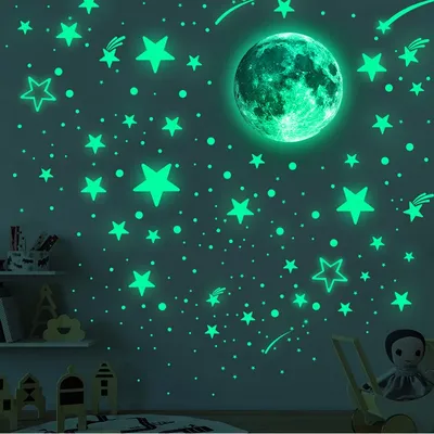 Luminous Moon Glow Star Dot Kinderzimmer Decke Wand Fluoreszierende Aufkleber Dekoration Selbstklebende Cartoon Aufkleber Image