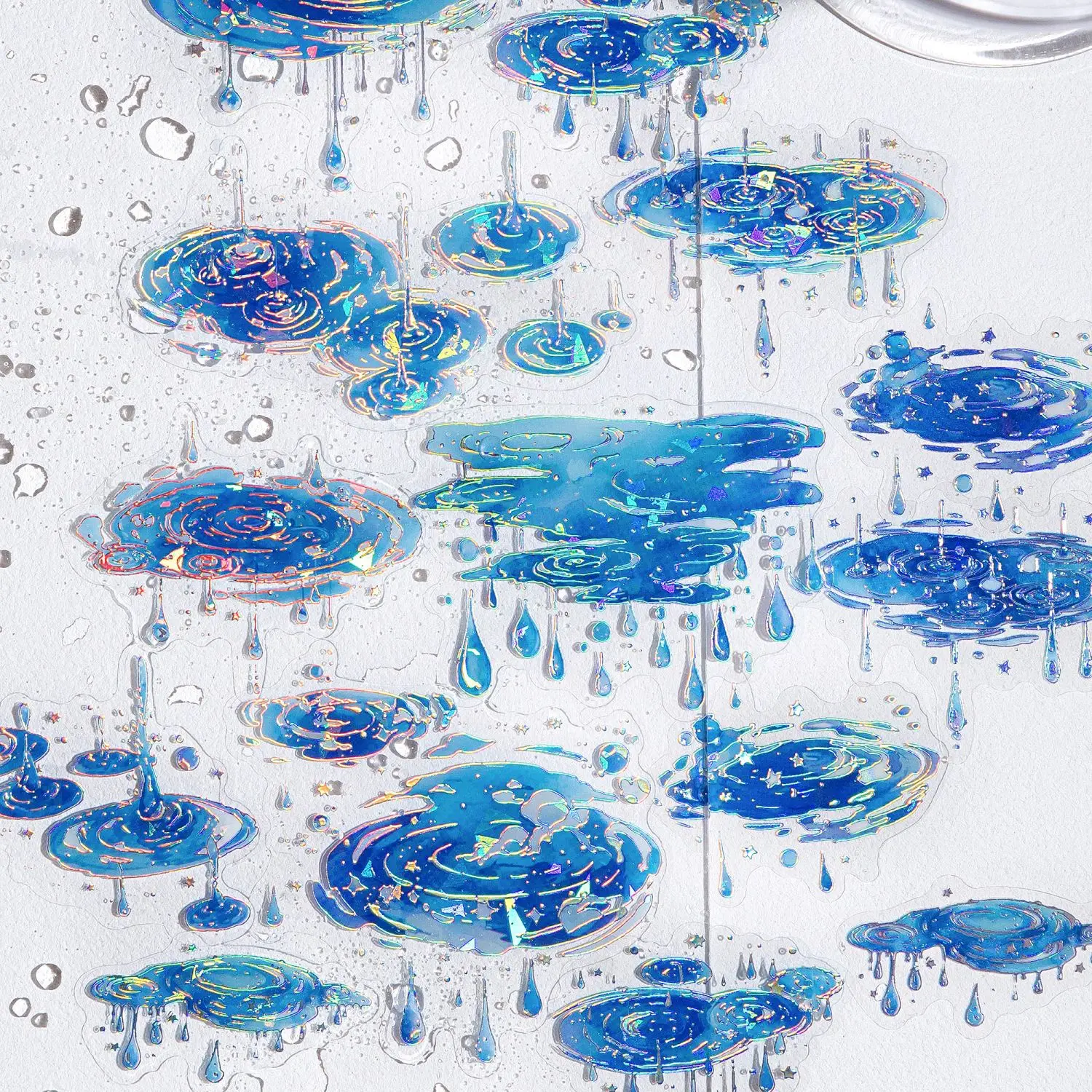 20 Stück Laser-Regentropfen, Kreativitätsaufkleber, dekoratives Tagebuch, Scrapbooking-Zubehör, Planer, Junk-Journal-Zubehör Image