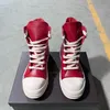 Ricks Herrenschuh, rotes Leder, hoher Schnürschuh, Owens Damen-Sneaker, Freizeitschuh, Owens Design,