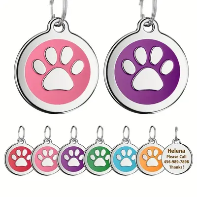 Runde Pfote Hund ID Tag personal isierte Haustier Tag Anti-Lost Katze Kätzchen Welpen Tags Haustier Image