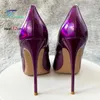Holographische Lila High Heels Für Frauen Temperament Party Einzelnen Schuhe 8 CM 10 CM 12 CM Mode Spitzen Laser pumpen Plus Größe 45 46