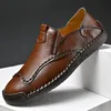 Neue flache Freizeitschuhe für Herren, Spaltleder, Herrenschuhe, bequeme Outdoor-Loafer, atmungsaktiv, handgefertigt, Herren-Fahrschuhe, Größe 48