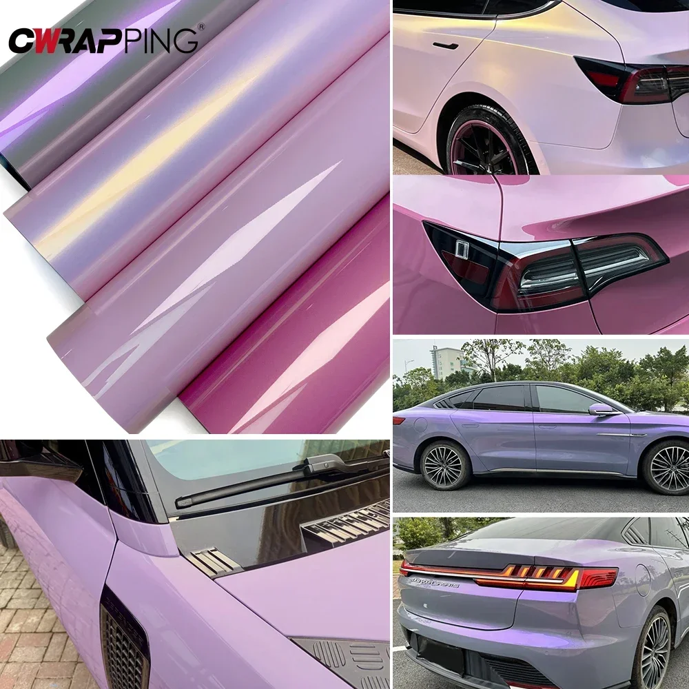 Glänzende lila rosa Auto weibliche Vinyl Wrap Filme wasserdichte DIY Aufkleber für BMW Audi Benz Fahrzeug Innen Außen Dekoration Image