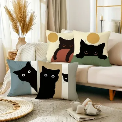 Kissenbezüge Schlafzimmer Reißverschluss Katze Farbblockierung Quadrat Sofa Kissenbezug Stuhl Image
