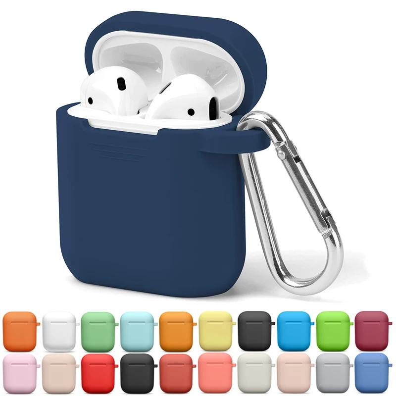 Silikonhülle für Apple AirPods 1. und 2. Generation, kabellose Bluetooth-Kopfhörer, Schutzhülle, Airpods 1 2, Hülle mit Schlüsselanhänger Image