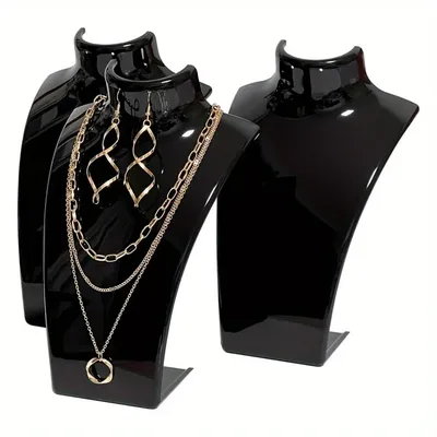 Plastic Jewelry Display Stand with Multiple Levels for Necklaces & Pendants - Sleek Counter Organizer for Home and Store Decor