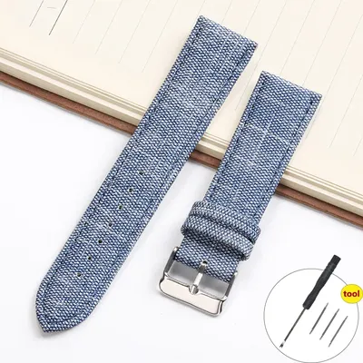 12mm 14mm 16mm 18mm 20mm 22mm Denim Muster Nylon Armband für Huawei Gt2/3 Vintage Strap Uhr Band für Image