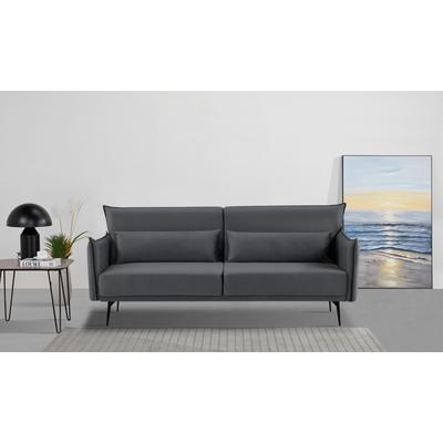 Schlafsofa INOSIGN "TULARE, 204 cm, klappbarer 3-Sitzer mit verstellbarer Rückenlehne", grau (anthrazit), B:204cm H:89cm T:87cm, 100% Polyester, Sofas, Schlaffunktion, Velvet-Samtvelours u. Webstoff Image