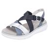 Riemchensandale REMONTE "Elisabeth Hurley-Collection", Damen, Gr. 41, silber (blau, silberfarben), Leder, casual, Schuhe, Keilabsatz, Sommerschuh, Sandalette mit Kreuzbandage