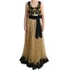 Dolce & Gabbana Damen Kleid aus schwarzer Spitze mit goldenen Blüten