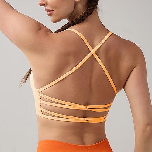 Damen BH-Oberteil Spag BH-Top Überkreuzter Rücken Bequem Atmungsaktiv Einfach Sport Sportkleidung Meerblau Gelb Yoga Fitness Leger