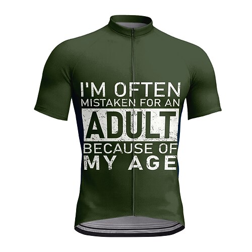 Herren Radtrikot Grafik Buchstaben Zahlen Kurzarm Fahhrad Trikot Oberteil mit 3 Gesäßtaschen Sonnenschutz UV-beständig Schnelltrocknend Reflektierende Streifen Sport Weinrot Schwarz Armeegrün Image