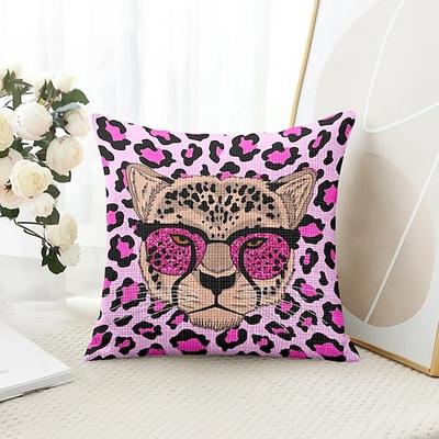 Tier-Leopard dekorativer Wurfkissenbezug 1PC weicher quadratischer Couchkissenbezug Kopfkissenbezug für Schlafzimmer Wohnzimmer Sofa Stuhl Image