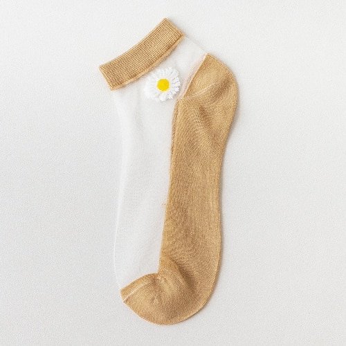 Frauen Gänseblümchen transparente Socken Damen Mädchen Spitze transparente Knöchelsocke dünne Netz Baumwollsocken transparent durchscheinende Tüll Niedrigschnittsocke