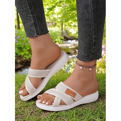 Damen-Sandalen aus Mesh mit gekreuzten Riemen – bequemer und lässiger Stil für Gartenspaziergänge, Picknicks und alltägliche Besorgungen Image