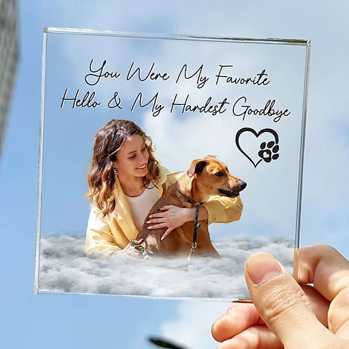 Personalisierte Gedenktafel aus Acryl mit Haustierfoto, individuelles Beileidsgeschenk für den Verlust geliebter Menschen, für immer geliebtes Haustier, Gedenkdekor für Zuhause, Schlafzimmerdekor, Image