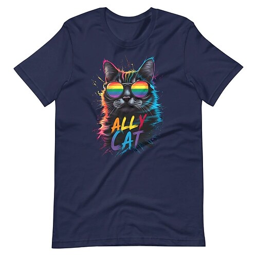 Stolz T-Shirt Ärmel T-Shirt Pride-Shirts LGBTQ Verbündete Katze Grafik für Paar Herren Damen Erwachsene Heißprägen für Maskerade Pride Parade Pride-Monat Image
