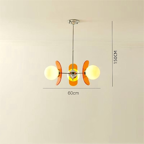 LED-Pendelleuchte, 3/6/8-flammig, Mid-Century Modern, E14-Kronleuchter, große weiße Kugel, Sputnik, Vintage-Deckenleuchte aus Messing, Kücheninsel-Pendelleuchte, Milchglas-Kugel-Pendellampe, 110–240V Image