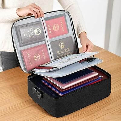Sichere Aktenaufbewahrungsbox mit Schloss, multifunktionale Dokumententasche für Zertifikate, Haushaltsakten, Reisepässe, Eigentumsurkunden, Gewerbescheine, Ausweise und Siegel Image