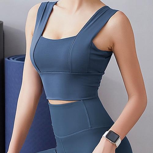 Damen BH-Oberteil U-Ausschnitt BH-Top Rückenfrei Bequem Atmungsaktiv Einfach Sport Sportkleidung Hellblau Schwarz Yoga Fitness Leger
