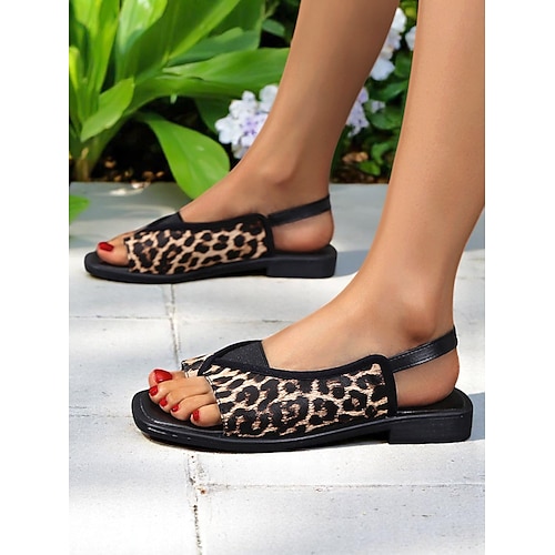 Orange-schwarze Slingback-Sandalen mit offener Spitze für Damen – lässige, flache Komfortschuhe für tägliche Verabredungen im Sommer und Wochenendausflüge Image