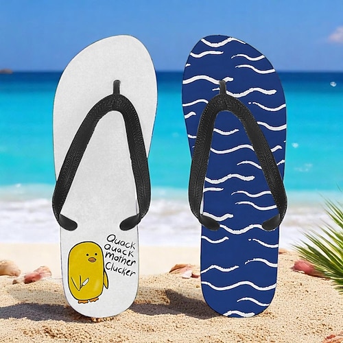 Flip-Flops mit Enten-Print für Herren – lustiger und lässiger Stil für Strandspaziergänge, Sommerpartys im Freien und zum Entspannen am Pool Image