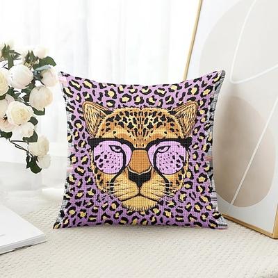 Tier-Leopard dekorativer Wurfkissenbezug 1PC weicher quadratischer Couchkissenbezug Kopfkissenbezug für Schlafzimmer Wohnzimmer Sofa Stuhl Image
