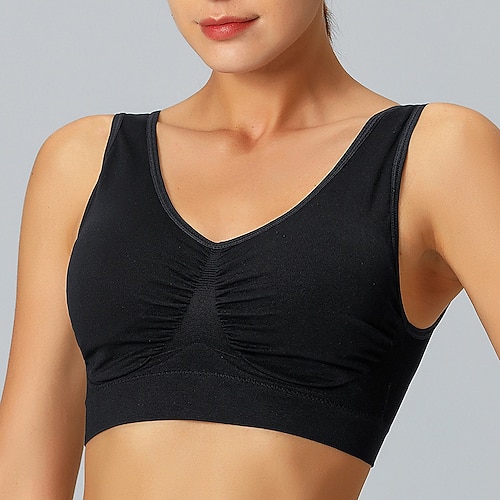 Damen BH-Oberteil U-Ausschnitt BH-Top Rückenfrei Bequem Atmungsaktiv Einfach Sport Sportkleidung Schwarz Weiß Yoga Fitness Leger Image