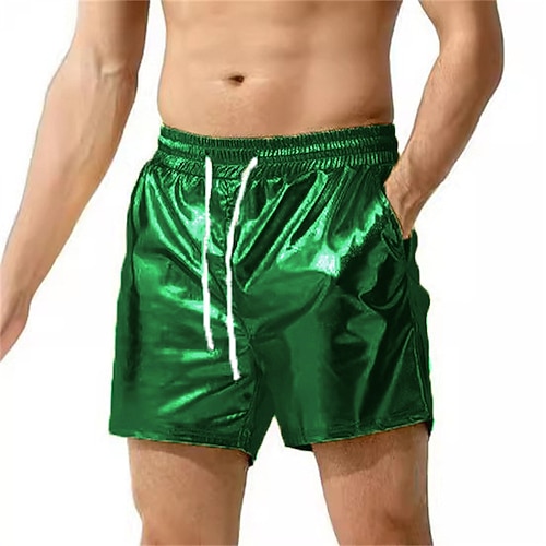 Retro Vintage 1980er Shorts Disco Lack-Latex glänzend Metallisch Einfach Kostüm Herren Halloween Karneval Pride Parade Pride-Monat Erwachsene Shorts Sommer Image