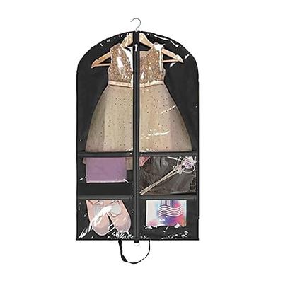 Kleidersack für Tanzkostüme, 40 Zoll große Kleidertasche zum Aufhängen von Kleidung für Tanzwettbewerbe, mit 3 mittelgroßen, durchsichtigen Reißverschlusstaschen für Tanzkostüme, Schrankaufbewahrung Image