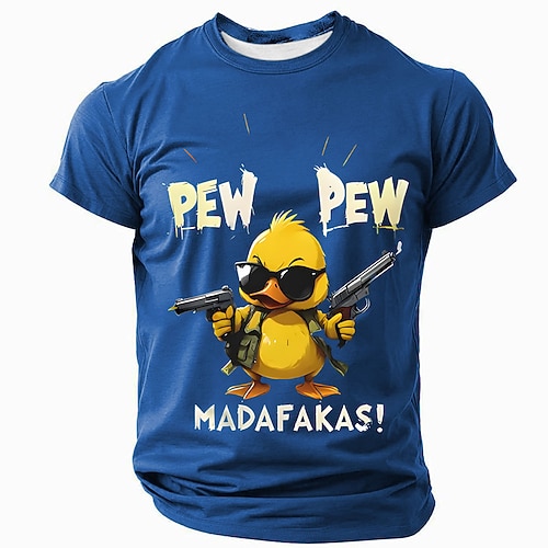 Herren Tiermotiv Lustig T Shirt Kurzarm T-Shirt 3D-Druck Rundhalsausschnitt Hemd Mode Übertrieben Täglich Party Straße Lässig Schwarz Rote Blau Sommer Frühling Ganzjahres Bekleidung S M L XL XXL XXXL Image