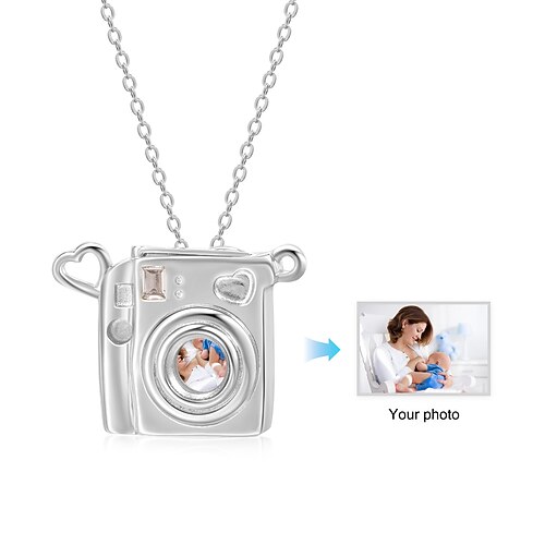 personalisierte Halskette mit Fotokamera, individuelles bestes Geschenk für sie, einzigartiger personalisierter Schmuck für Mama, Ehefrau oder Freundin – perfekt für Muttertag, Valentinstag, Image