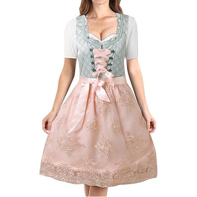 Karneval Oktoberfestbier Kostüm Kleid Dirndl Trachtenkleider Oktoberfest / Bier Bayerisch Wiesn Wiesn Damen Stoff im traditionellen Stil Hemd Kleid Schürze Image