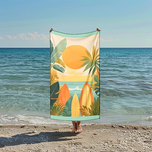 bedrucktes Strandtuch, leichte, schnelltrocknende, sandfreie Stranddecke, ideal für Reisen, Pool und den Einsatz im Freien Image
