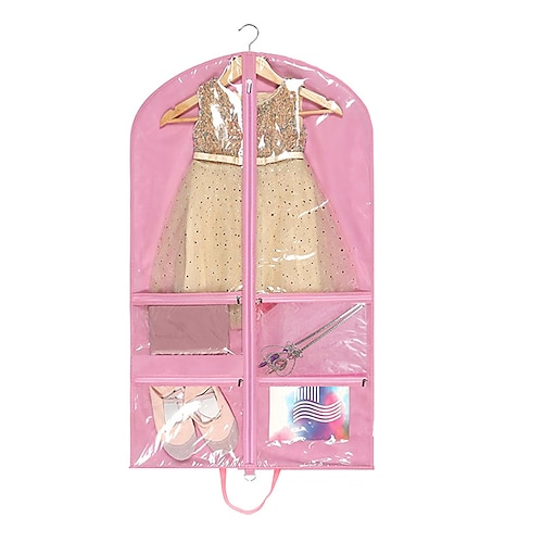 Kleidersack für Tanzkostüme, 40 Zoll große Kleidertasche zum Aufhängen von Kleidung für Tanzwettbewerbe, mit 3 mittelgroßen, durchsichtigen Reißverschlusstaschen für Tanzkostüme, Schrankaufbewahrung Image