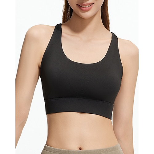 Damen BH-Oberteil Runden BH-Top Überkreuzter Rücken Bequem Atmungsaktiv Netz Einfach Sport Sportkleidung Schwarz Weiß Yoga Fitness Leger Image