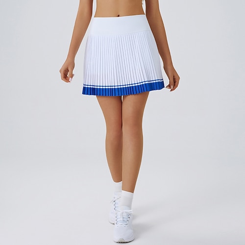 Damen Patchwork Lässiger Rock Tennisröcke mit Shorts Plissiert Schnelltrocknend Tennis Golfspiel Badminton Laufrock Schwarz Blau Tennisbekleidung Image